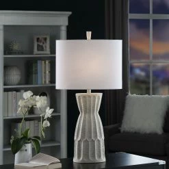 Flash Sale ⌛ StyleCraft Home Collection StyleCraft Brie Transitional Ivory 🔨 Hammered Texture Moulded Table Lamp ✔️