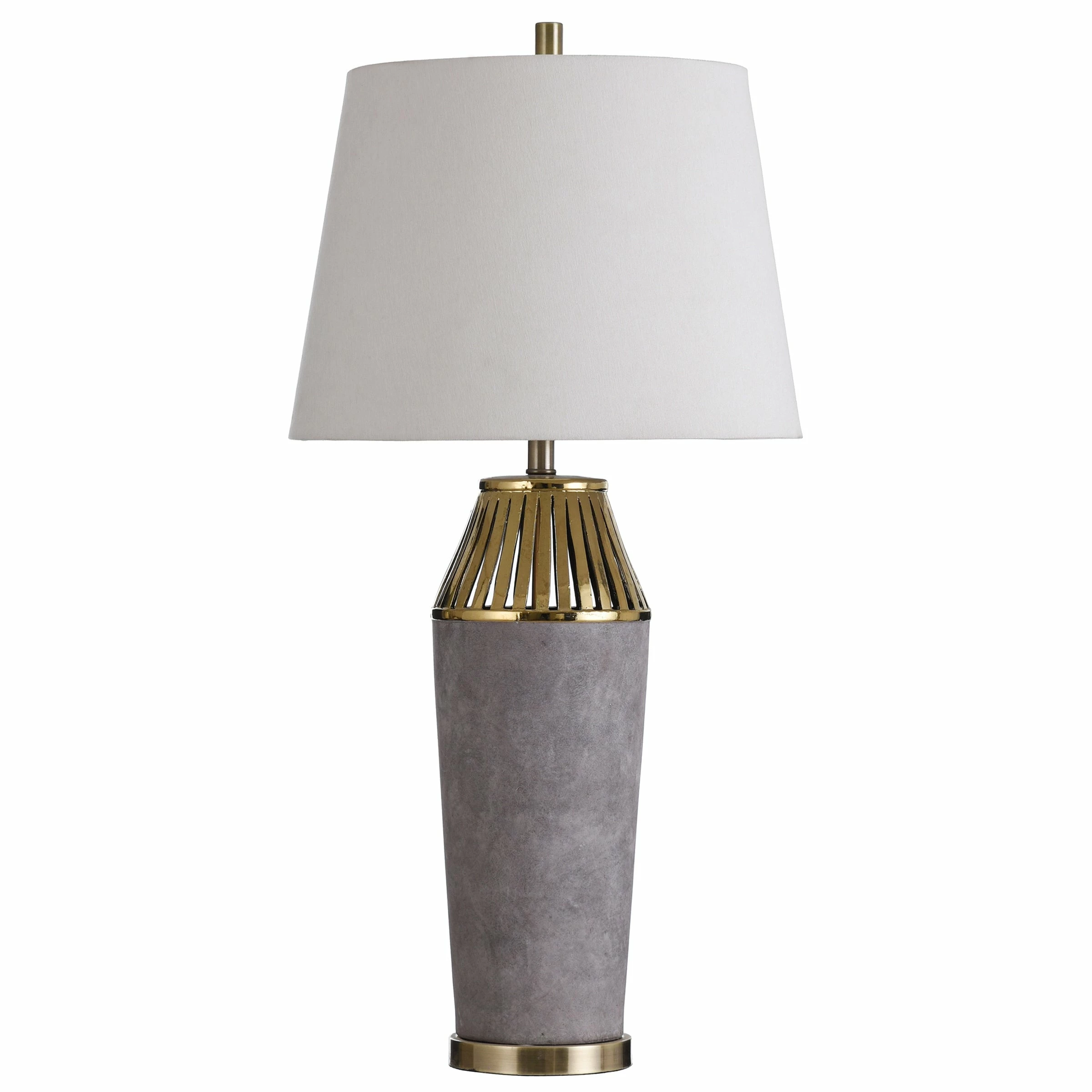 Budget 🤩 StyleCraft Home Collection StyleCraft Bromyard Gray Ceramic Column With Slotted Brass Top Table Lamp 😉 - Image 2
