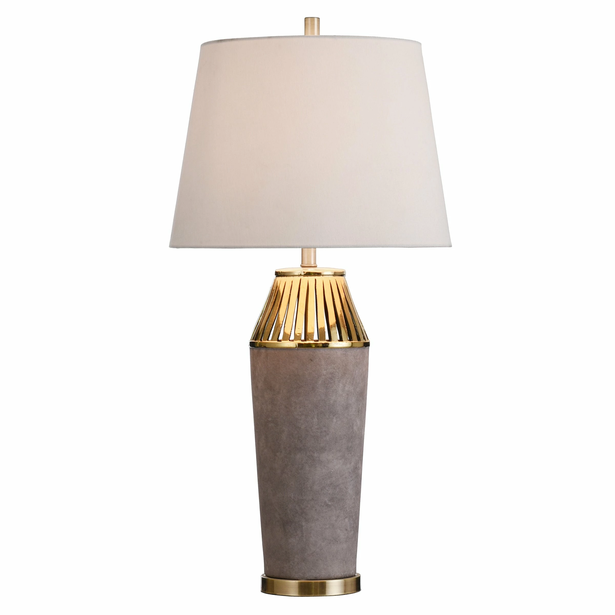 Budget 🤩 StyleCraft Home Collection StyleCraft Bromyard Gray Ceramic Column With Slotted Brass Top Table Lamp 😉 - Image 3