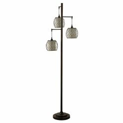 Outlet 😀 StyleCraft Home Collection StyleCraft Bronze Floor Lamp - Geneva Ivory Hardback Fabric Shade 💯