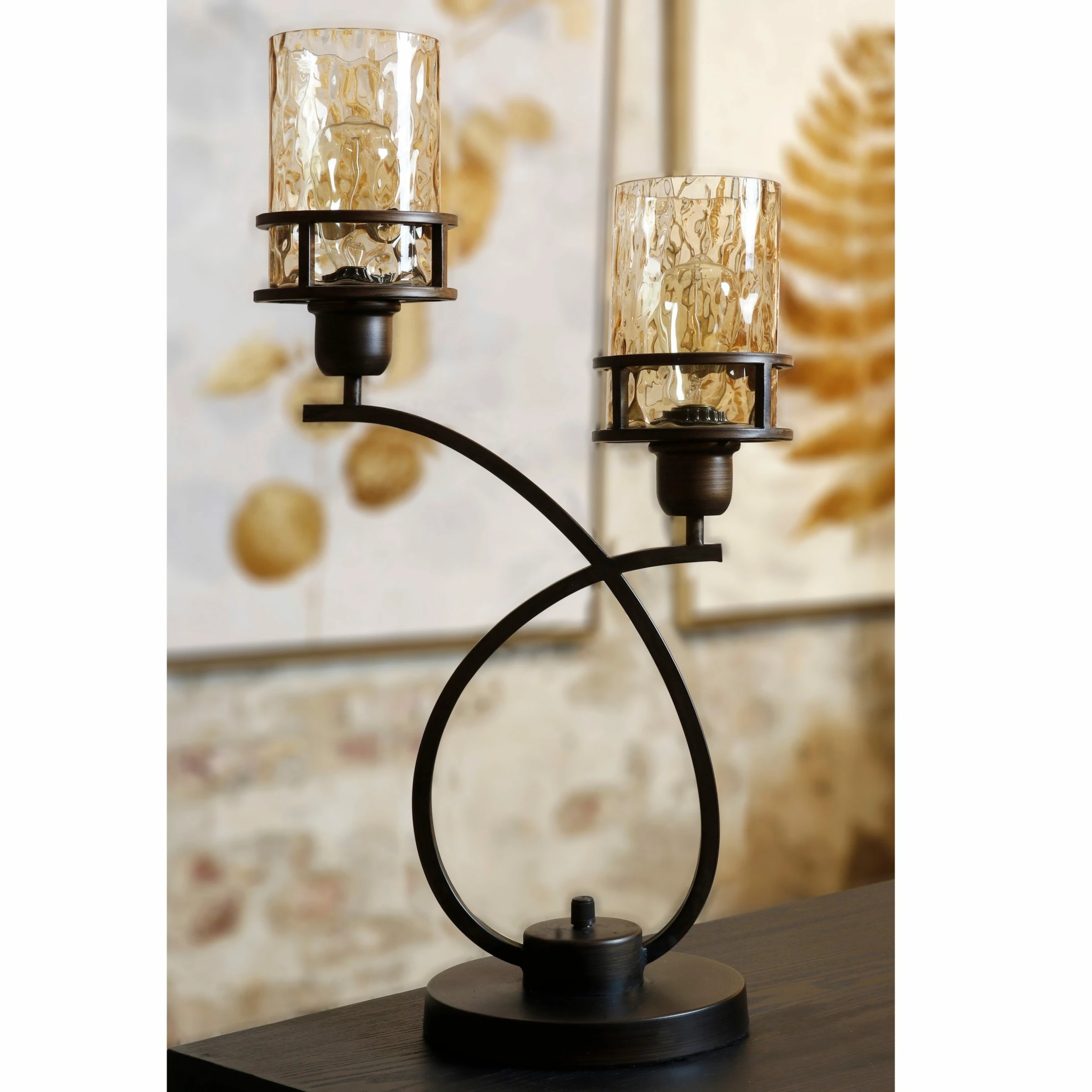 Coupon ๐ StyleCraft Home Collection StyleCraft Bronze Table Lamp - Amber Glass Shade ๐ - Image 2