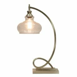 Best deal 💯 StyleCraft Home Collection StyleCraft Brushed Steel Table Lamp - Clear Glass Shade 🎁