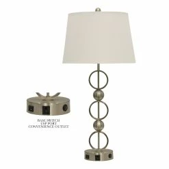 Brand new 💯 StyleCraft Home Collection StyleCraft Brushed Steel Table Lamp - White Hardback Fabric Shade 💯