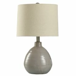 Promo 🎉 StyleCraft Home Collection StyleCraft Cameron Ceramic Coconut Milk Table Lamp - Beige Hardback Linen Shade 😀