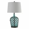 Outlet 👏 StyleCraft Home Collection StyleCraft Cayos Blue Table Lamp - White Hardback Fabric Shade 😀