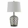Hot Sale ⌛ StyleCraft Home Collection StyleCraft Cayos Clear Table Lamp - White Hardback Fabric Shade 😍