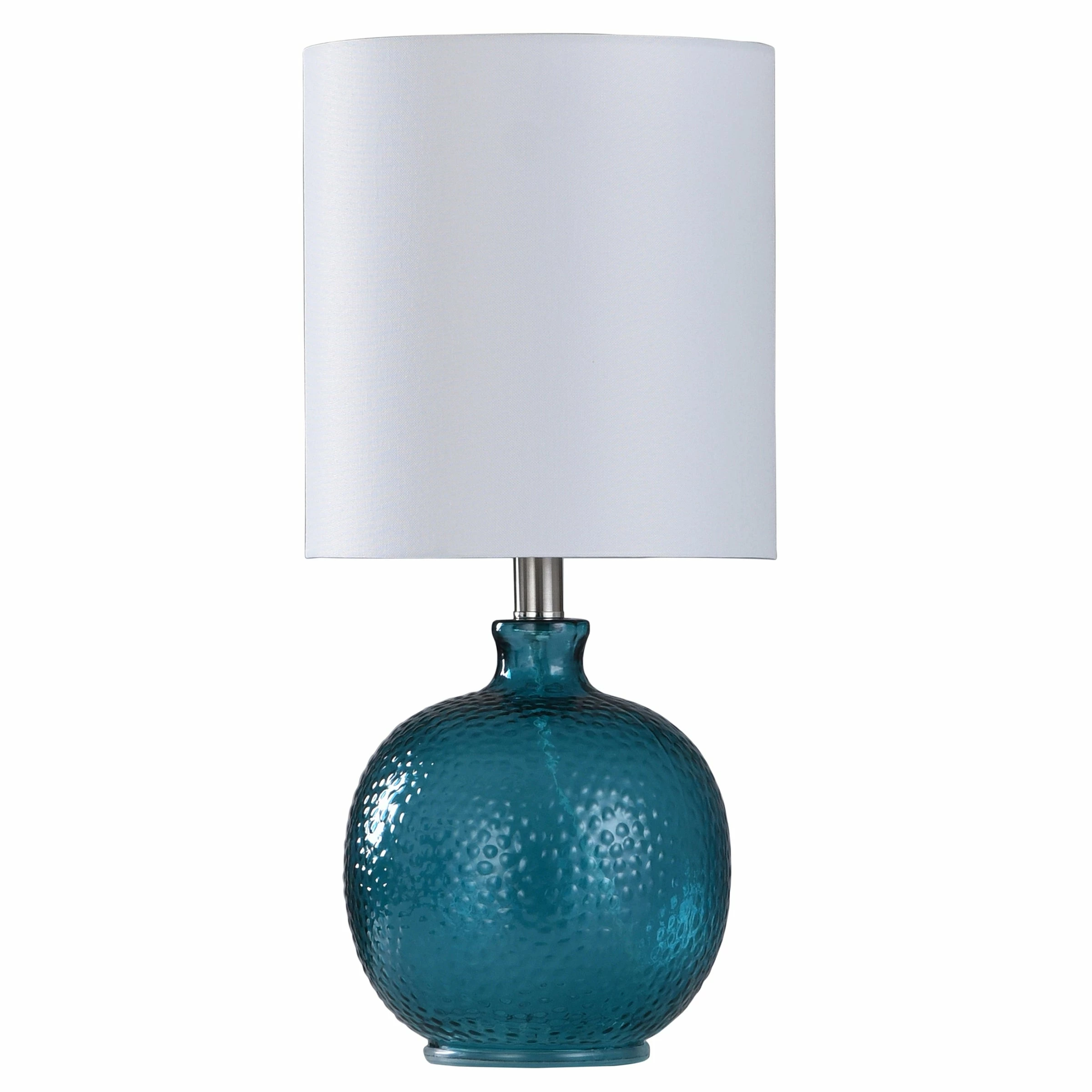 Deals ❤️ StyleCraft Home Collection StyleCraft Cerulean Blue Table Lamp - White Hardback Fabric Shade ⭐ - Image 2
