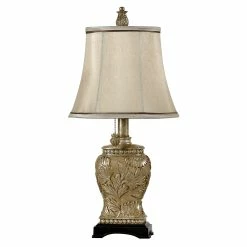 Best Pirce 🔔 StyleCraft Home Collection StyleCraft Champagne Ware Mini Accent Table Lamp - Beige Fabric Shade ⭐