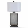 Promo 🌟 StyleCraft Home Collection StyleCraft Charles Dimpled And Tinted Smoked Gray Glass With Brushed Black Nickel Table Lamp 🌟