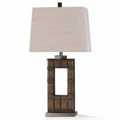 New 😀 StyleCraft Home Collection StyleCraft Chickerell Stacked Dark Brown Stone With Brushed Steel Metal Table Lamp ✔️