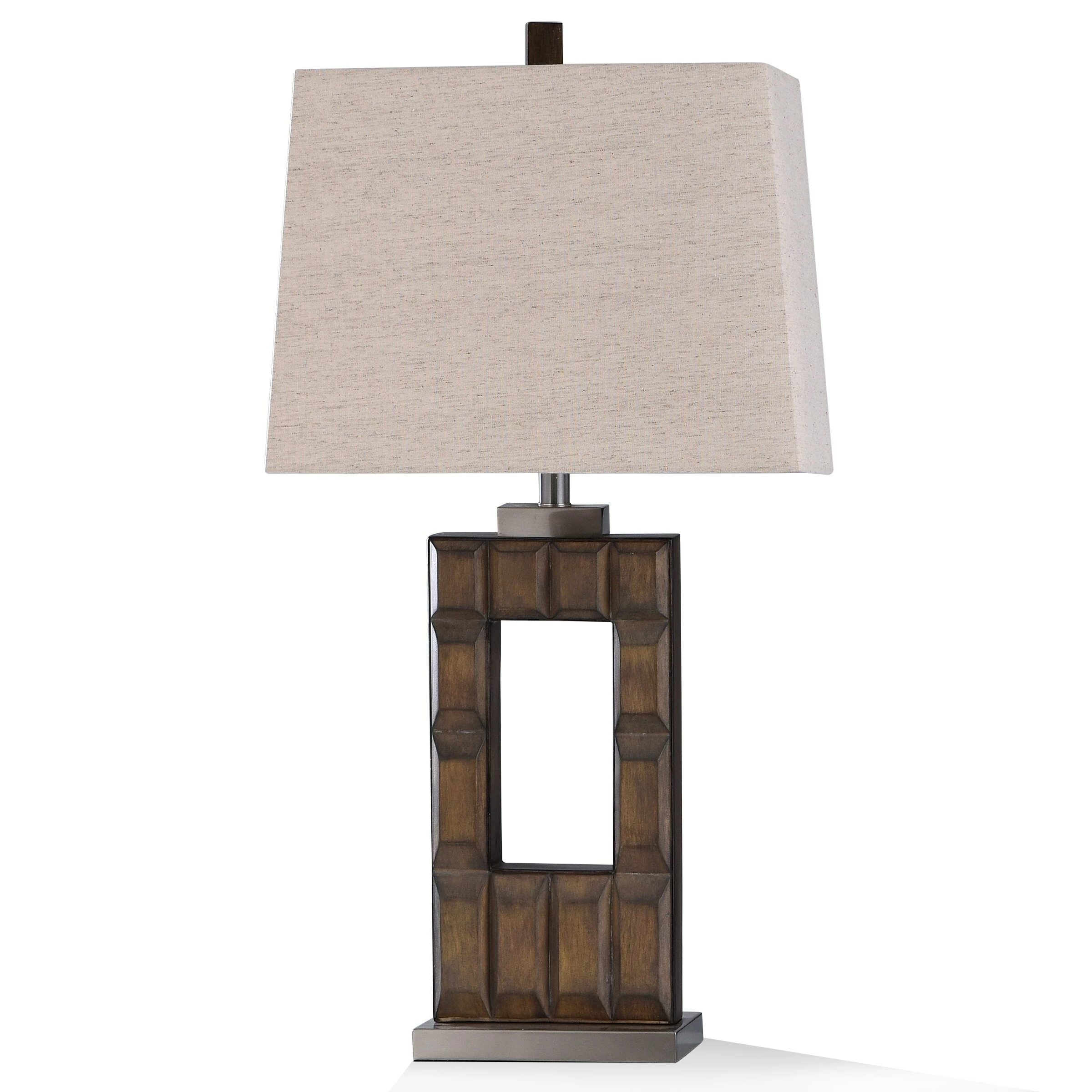 New ๐ StyleCraft Home Collection StyleCraft Chickerell Stacked Dark Brown Stone With Brushed Steel Metal Table Lamp โ๏ธ