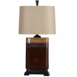 Buy 👍 StyleCraft Home Collection StyleCraft Cinnaban Red Dripping-glaze Ceramic Table Lamp 🧨