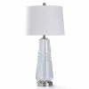 Buy 🥰 StyleCraft Home Collection StyleCraft Clear Seeded Glass Body With Brushed Steel Metal Base Table Lamp 🔔