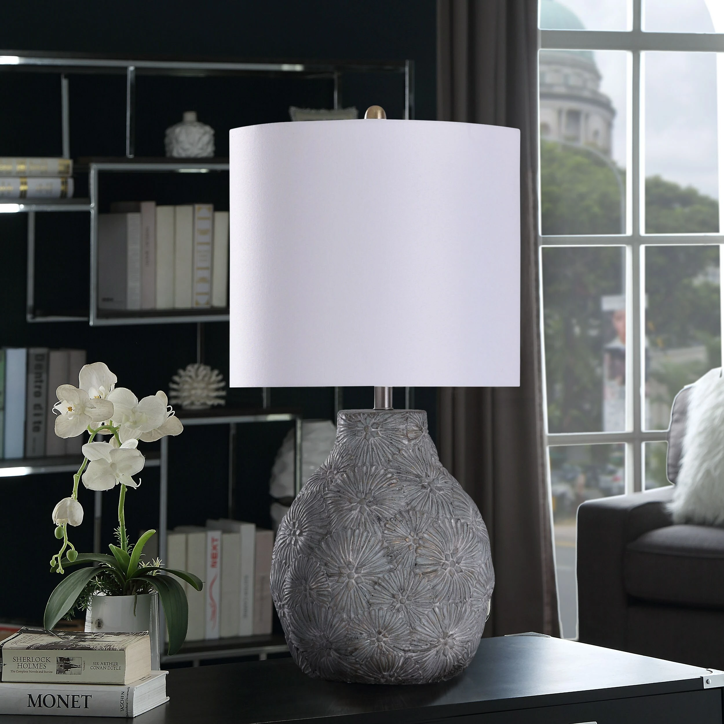 Buy ๐ฏ StyleCraft Home Collection StyleCraft Cleobury Blue Floral Table Lamp With Off-White Drum Shade ๐ - Image 2