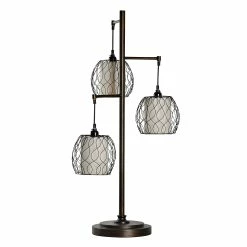 Flash Sale 🔥 StyleCraft Home Collection StyleCraft Contemporary Bronze Table Lamp - Brown And White Hardback Fabric Shade ❤️