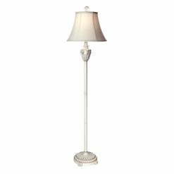 Best Sale 🌟 StyleCraft Home Collection StyleCraft Cream Floor Lamp - Brussel Cream Round Bell Fabric Shade 😍