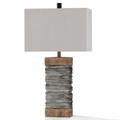 Promo ⌛ StyleCraft Home Collection StyleCraft Darley Silver And Natural Wood Painted Resin Table Lamp 🎉