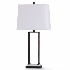 Promo 🎁 StyleCraft Home Collection StyleCraft Dartford Oil Rubbed Bronze Metal With Natural Marble Base Table Lamp 🧨
