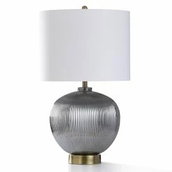Buy 🧨 StyleCraft Home Collection StyleCraft Daventry Washboard Silver Plated Glass With Antique Brass Metal Base Table Lamp 🧨