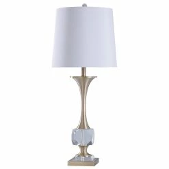 Discount 👏 StyleCraft Home Collection StyleCraft Devi Crystal And Polished Nickle Table Lamp - White Shade 😉