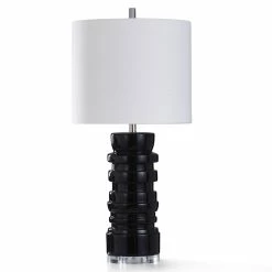Deals ❤️ StyleCraft Home Collection StyleCraft Dominici Black Ceramic With Clear Acrylic Table Lamp 🔥