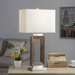 Outlet 😉 StyleCraft Home Collection StyleCraft Eamon Moulded Hollow Rectangle Table Lamp With Brushed Steel Accents ✨