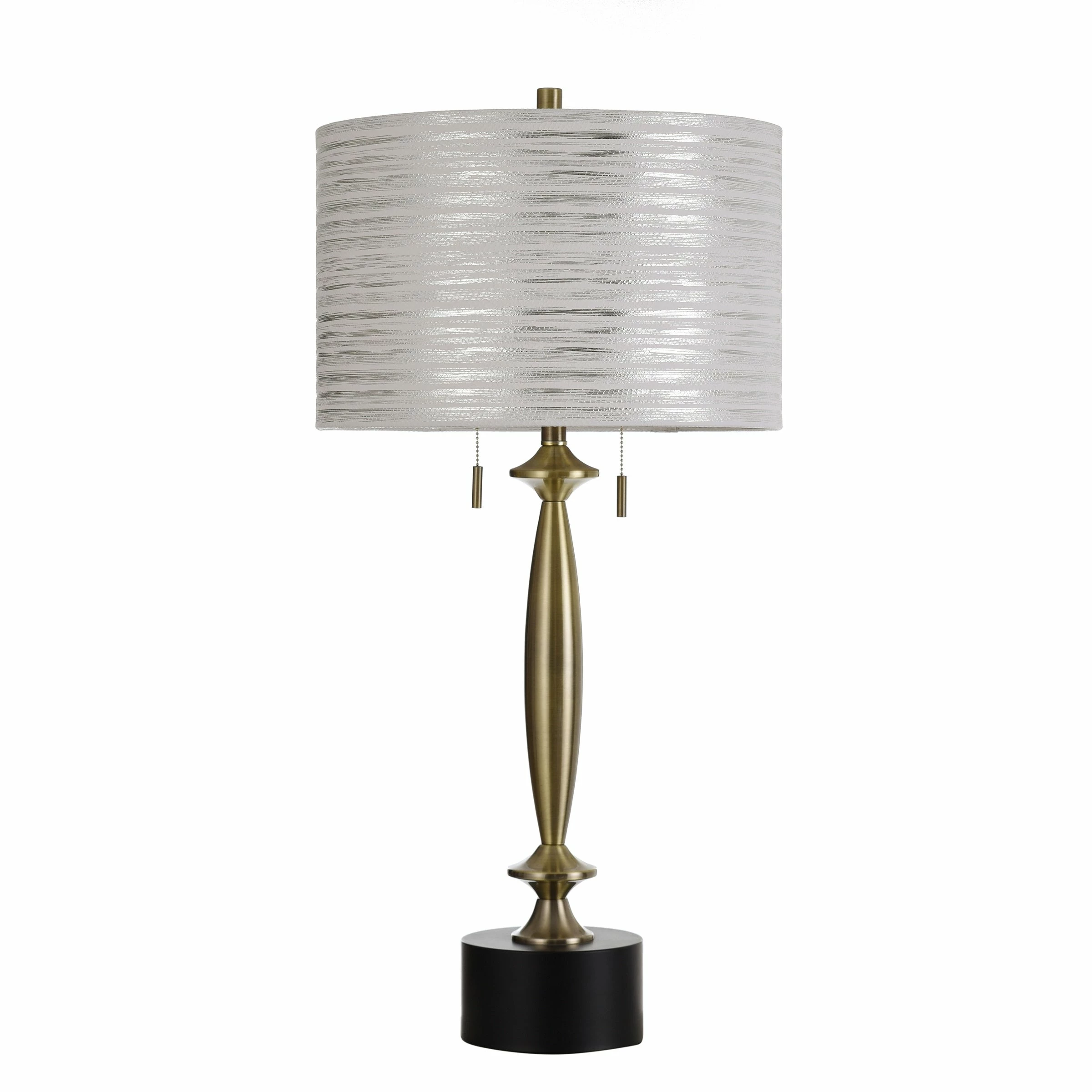Outlet π StyleCraft Home Collection StyleCraft Elmsdale Slim Brushed Brass Table Lamp With Custom Fabric Shade And Round Black Pedestal Base βοΈ - Image 2