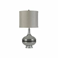 Flash Sale 💯 StyleCraft Home Collection StyleCraft Elyse Smoke Glass And Steel Table Lamp - Taupe Hardback Shade 🤩