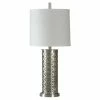 Best deal 👍 StyleCraft Home Collection StyleCraft Estero Brushed Steel Table Lamp - White Hardback Fabric Shade ⭐