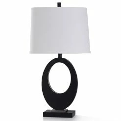 Promo 🤩 StyleCraft Home Collection StyleCraft Fabian Black Resin And Brushed Steel Metal Table Lamp ⭐