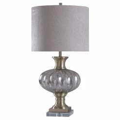 Cheapest 🛒 StyleCraft Home Collection StyleCraft Fener Gold And Silver Table Lamp - Grey Shade ❤️