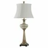 Promo 😍 StyleCraft Home Collection StyleCraft Firenze Gold Table Lamp - White Softback Fabric Shade 😍