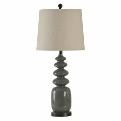 Best Sale 😍 StyleCraft Home Collection StyleCraft Fossil Dark Gray Table Lamp - Linen Hardback Fabric Shade 🤩
