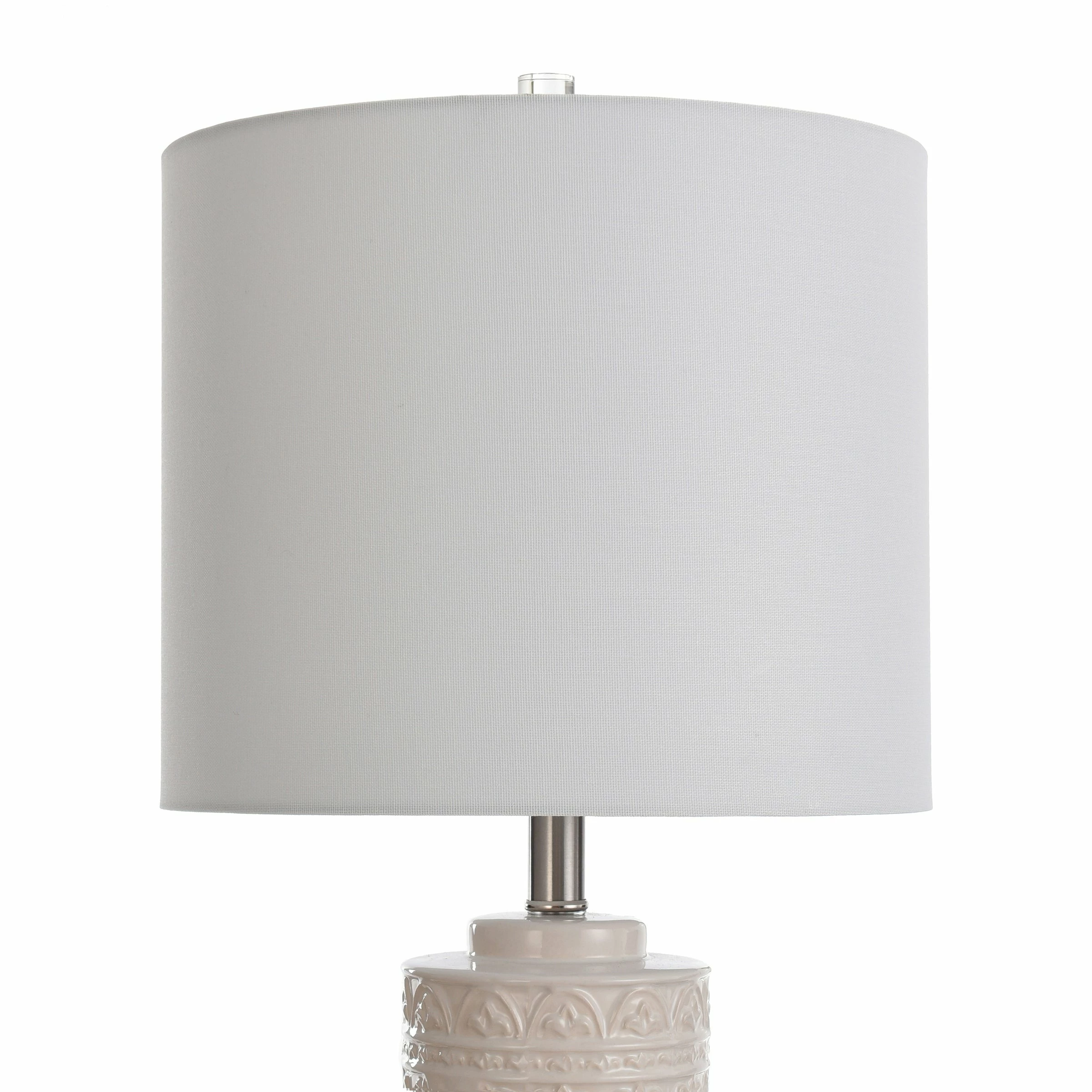 Budget π StyleCraft Home Collection StyleCraft Frezzi White Transitional Textured Ceramic Cylinder Table Lamp 𧨠- Image 3