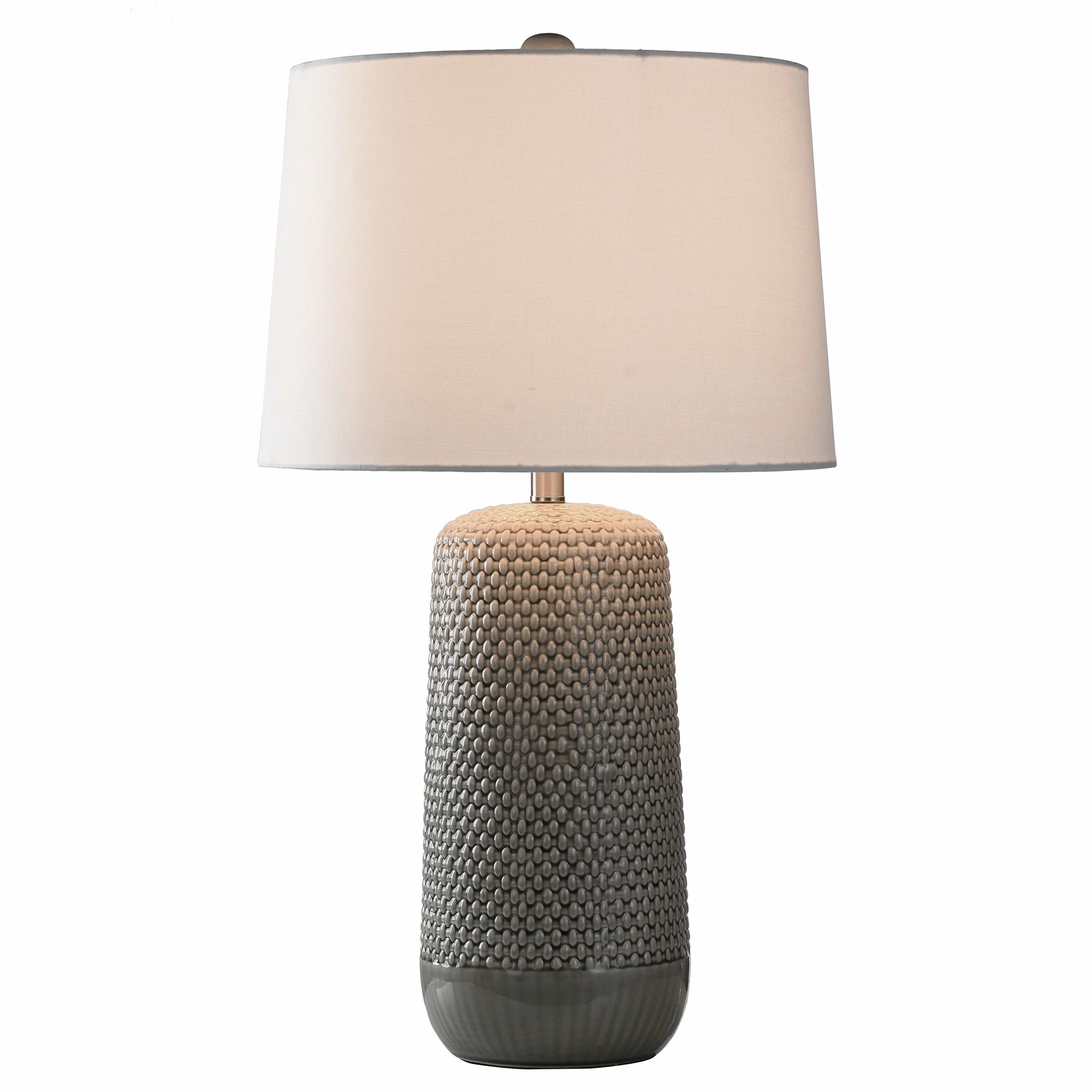Buy 👍 StyleCraft Home Collection StyleCraft Galey - Woven Wicker Textured Design Table Lamp With Tapered Drum Shade - Light Gray Finish With White Shade 🌟 - Image 2