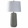 Buy 👍 StyleCraft Home Collection StyleCraft Galey - Woven Wicker Textured Design Table Lamp With Tapered Drum Shade - Light Gray Finish With White Shade 🌟