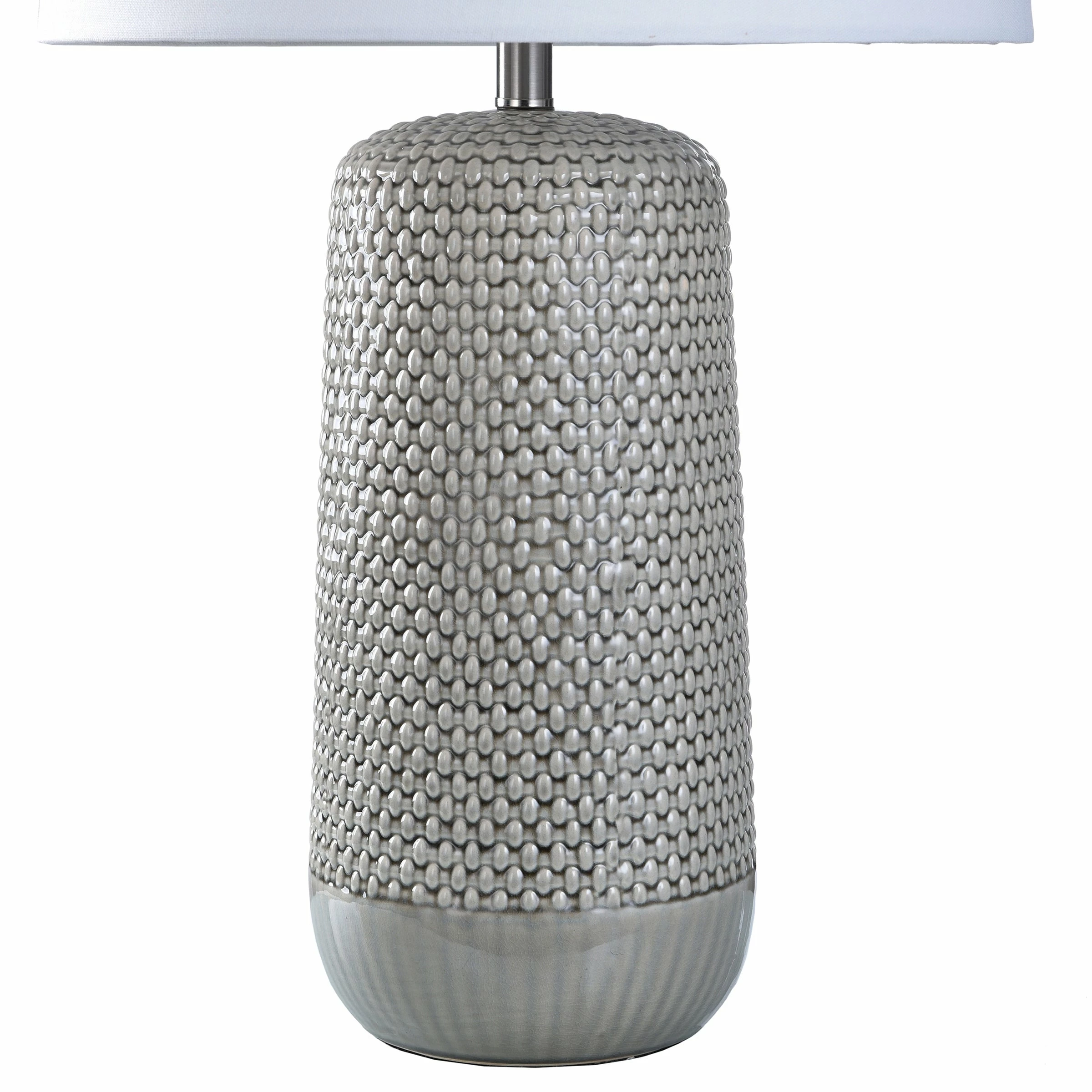 Buy 👍 StyleCraft Home Collection StyleCraft Galey - Woven Wicker Textured Design Table Lamp With Tapered Drum Shade - Light Gray Finish With White Shade 🌟 - Image 3