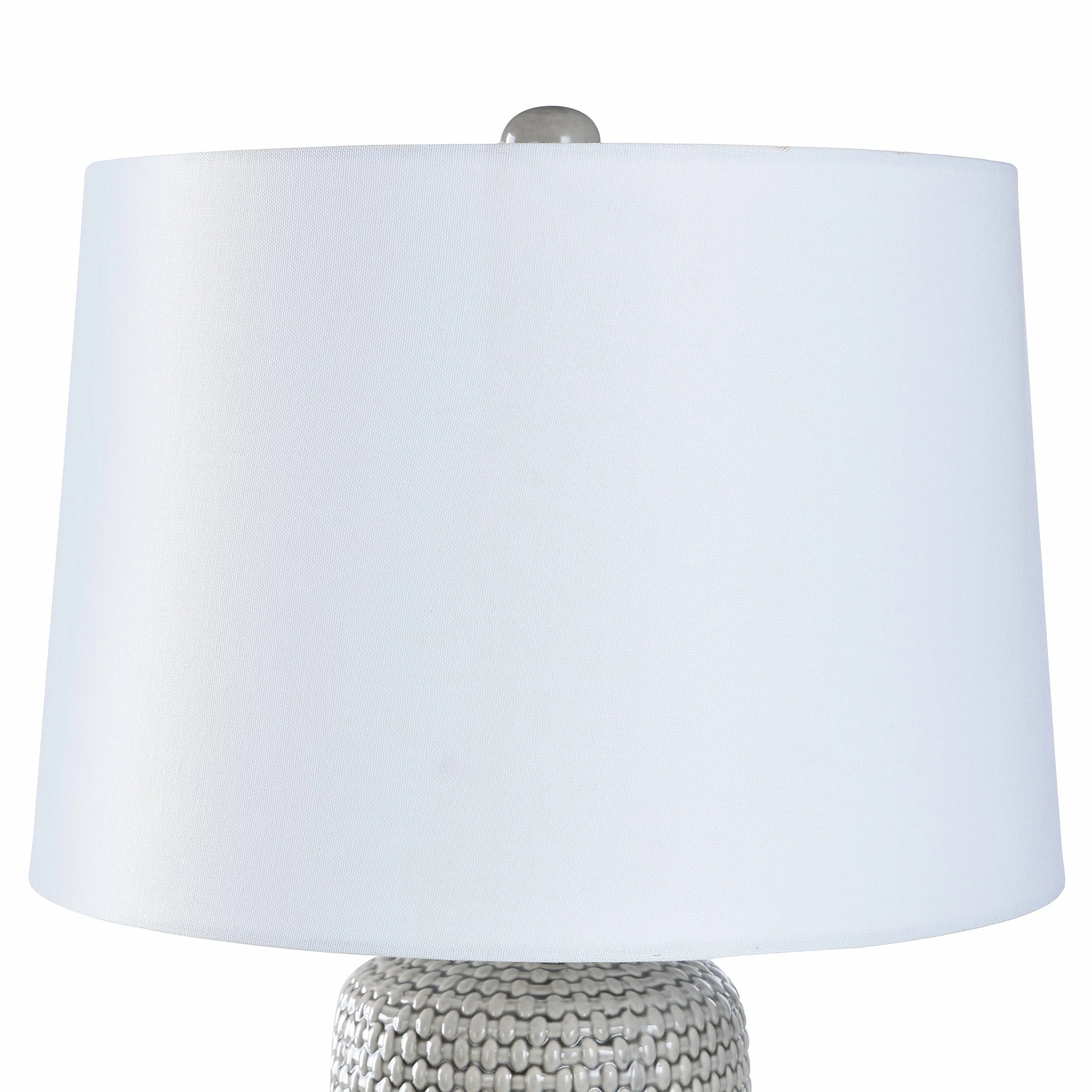 Buy 👍 StyleCraft Home Collection StyleCraft Galey - Woven Wicker Textured Design Table Lamp With Tapered Drum Shade - Light Gray Finish With White Shade 🌟 - Image 4