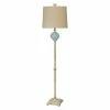 Cheapest 🎁 StyleCraft Home Collection StyleCraft Gili Beach Ceramic Floor Lamp With Light Blue Shell - Beige Hardback Fabric Shade 🌟