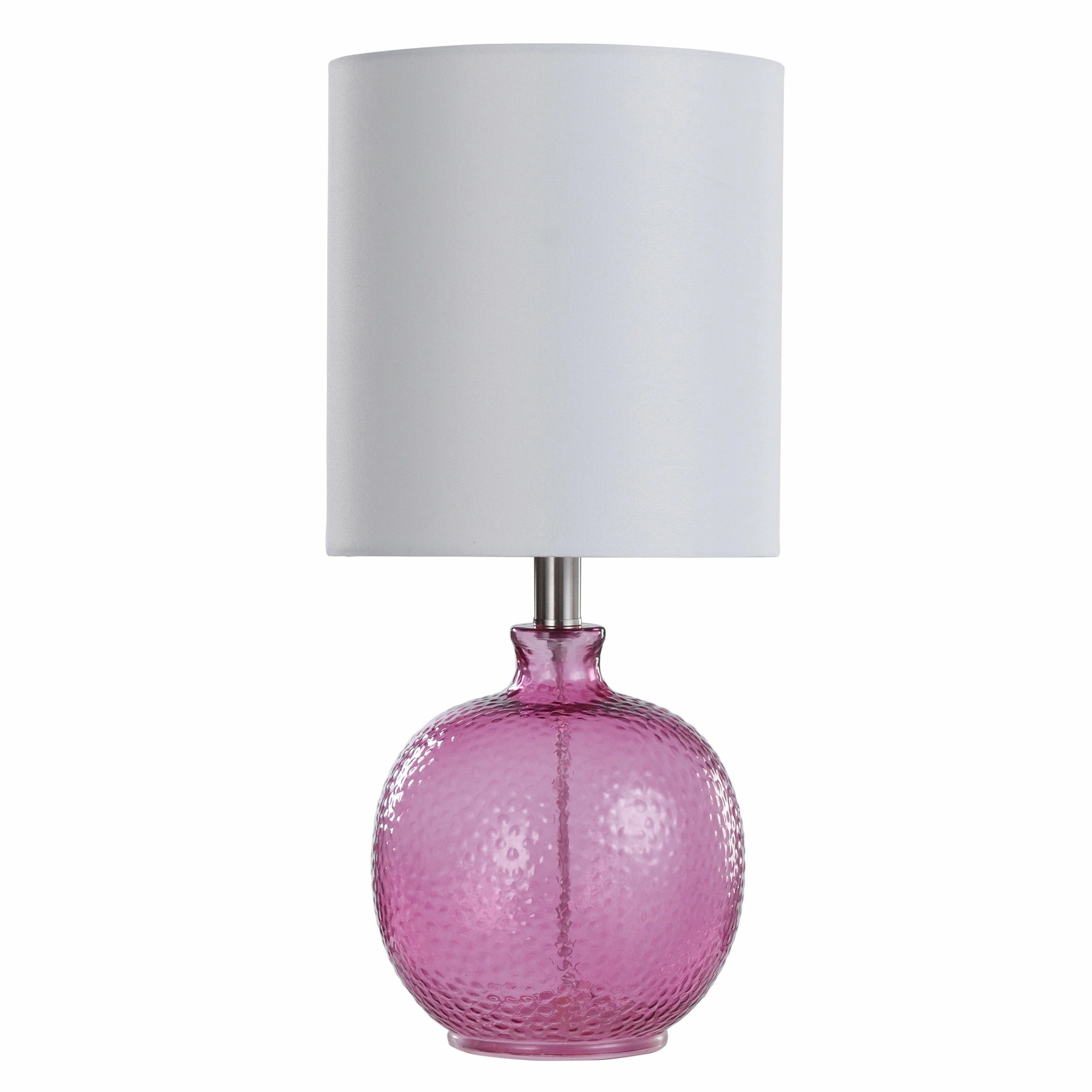 Cheapest 🤩 StyleCraft Home Collection StyleCraft Glass Bright Purple Table Lamp - White Hardback Fabric Shade ⭐ - Image 2