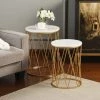 Best deal 🎁 StyleCraft Home Collection StyleCraft Gold And White Round Marble Top Nesting Accent Tables (Set Of 2) 💯