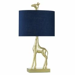 Best reviews of 🎉 StyleCraft Home Collection StyleCraft Golden Giraffe Solid Gold Table Lamp - Navy Blue Shade 💯