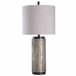 Hot Sale 🥰 StyleCraft Home Collection StyleCraft Hala Black And Silver Table Lamp - Grey Shade 👏
