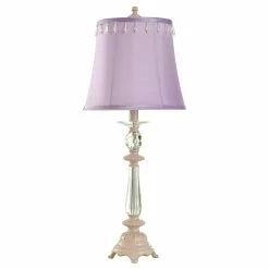 Promo 🔥 StyleCraft Home Collection StyleCraft Inspiration Crystal And Purple Accent Table Lamp - Purple Softback Fabric Shade ⌛