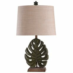 Hot Sale 🔔 StyleCraft Home Collection StyleCraft Islama Dora Green And Brown Table Lamp - Beige Shade 🌟