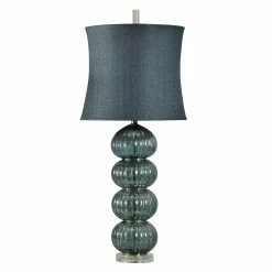Promo 🌟 StyleCraft Home Collection StyleCraft Jalo Dark Blue Table Lamp - Jalo Softback Fabric Shade 🤩