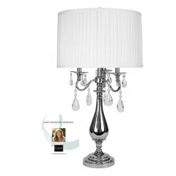 Hot Sale 🌟 StyleCraft Home Collection StyleCraft Jane Seymour Plated Nickel Table Lamp - White Faux Silk Shade ❤️