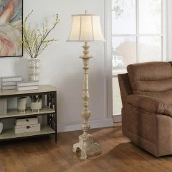 Deals 🥰 StyleCraft Home Collection StyleCraft Jane Seymour Yorktown White Floor Lamp - Ivory Fabric Shade 👍