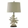 Discount ❤️ StyleCraft Home Collection StyleCraft Lakeport Distressed White Coral Table Lamp - White Hardback Fabric Shade ⭐