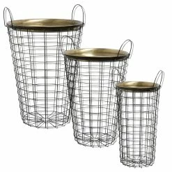 Top 10 🔥 StyleCraft Home Collection StyleCraft Light Antique Iron And Brass Storage Baskets With Removable Tray Tops (Set Of 3) 👍